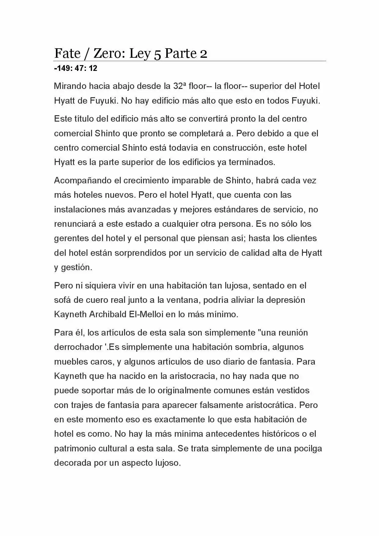 Fate Zero Novela capítulo 25, página 1