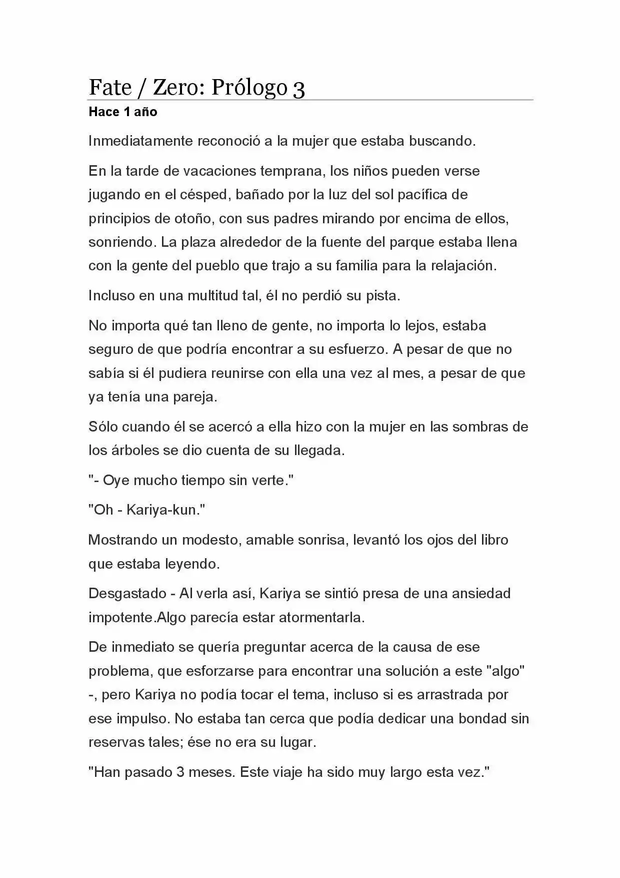 Fate Zero Novela capítulo 3, página 1