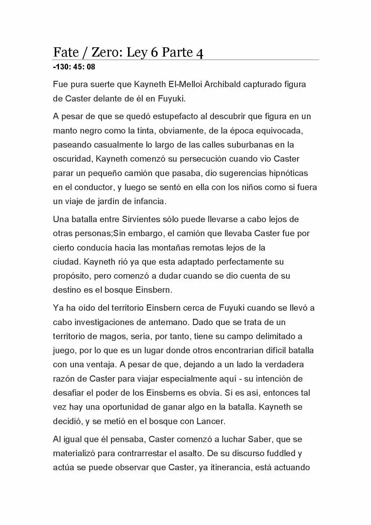 Fate Zero Novela capítulo 32, página 1
