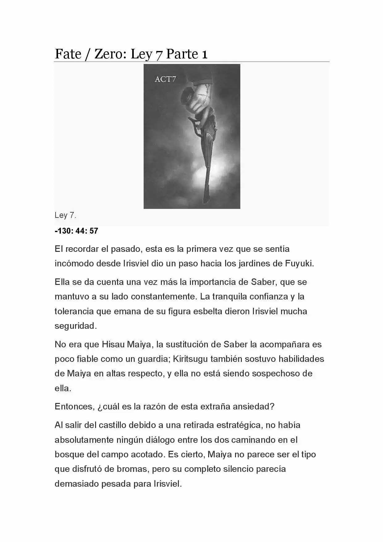 Fate Zero Novela capítulo 33, página 1