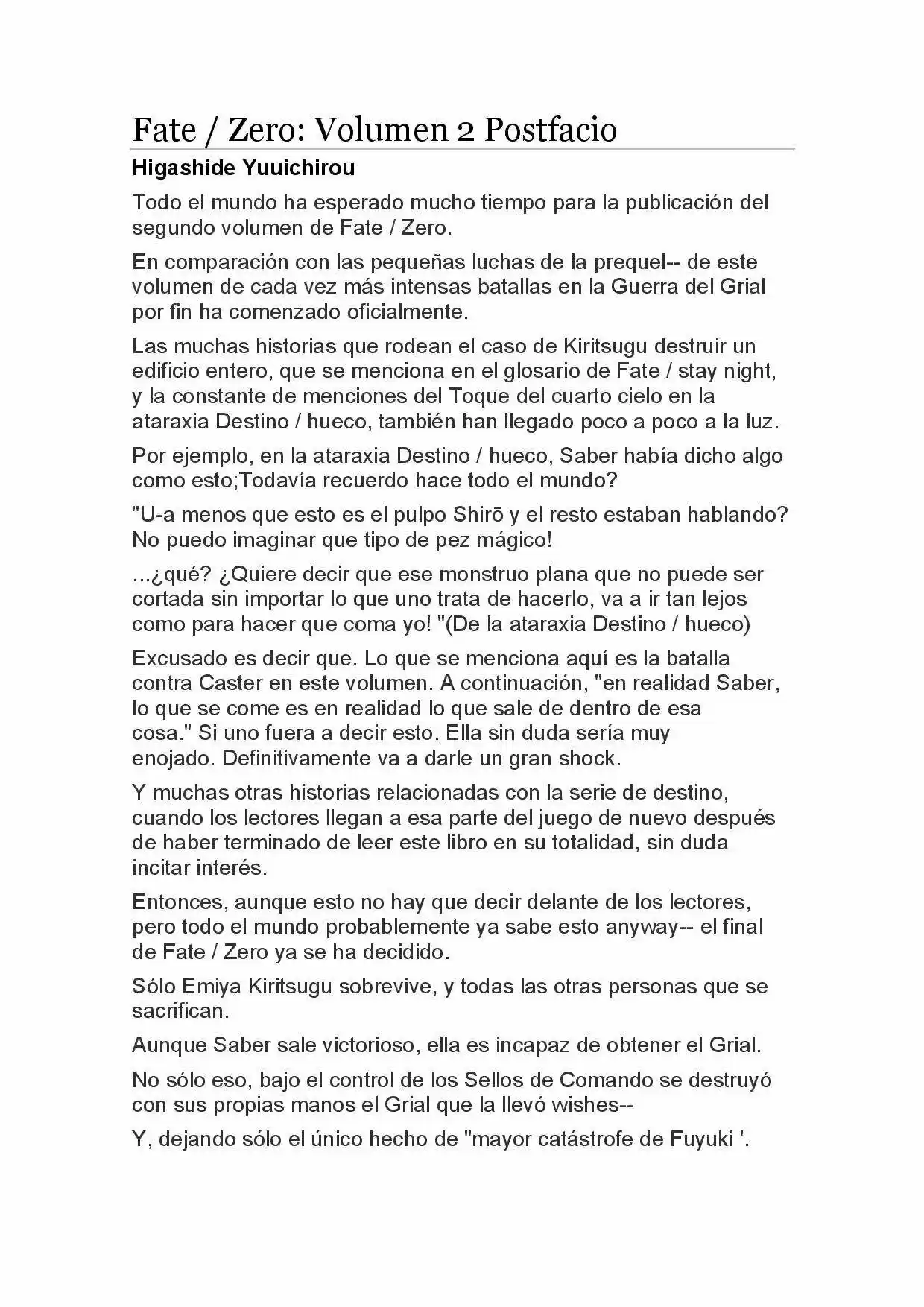 Fate Zero Novela capítulo 43, página 1
