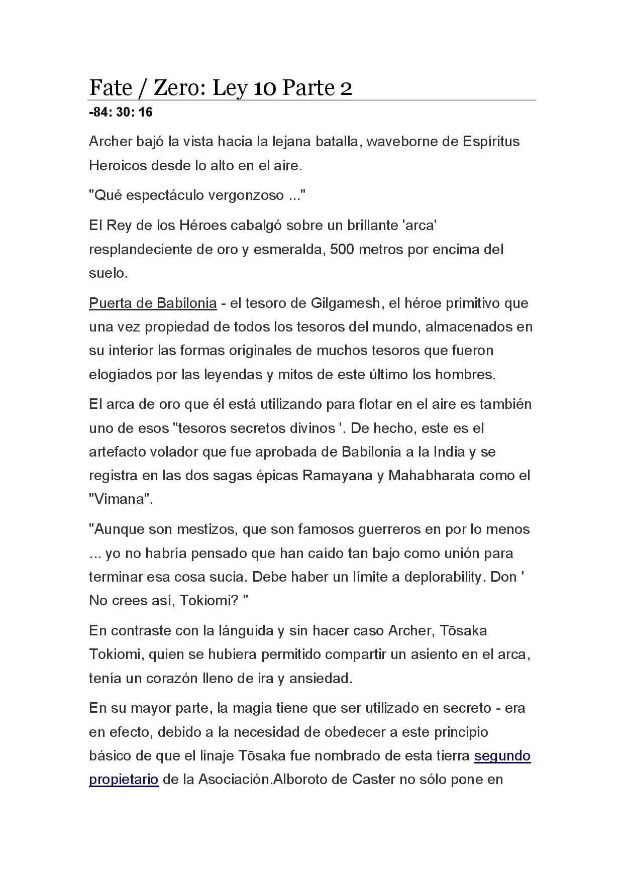 Fate Zero Novela capítulo 50, página 1
