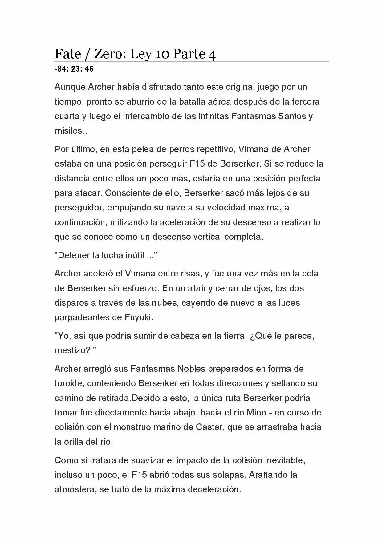 Fate Zero Novela capítulo 52, página 1