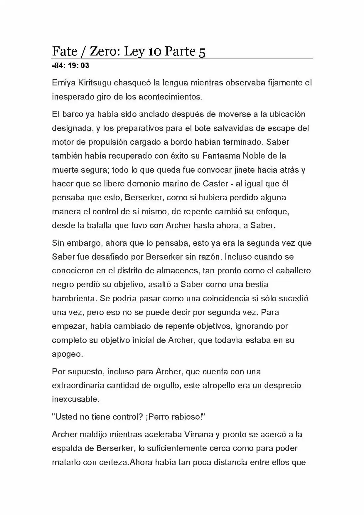 Fate Zero Novela capítulo 53, página 1