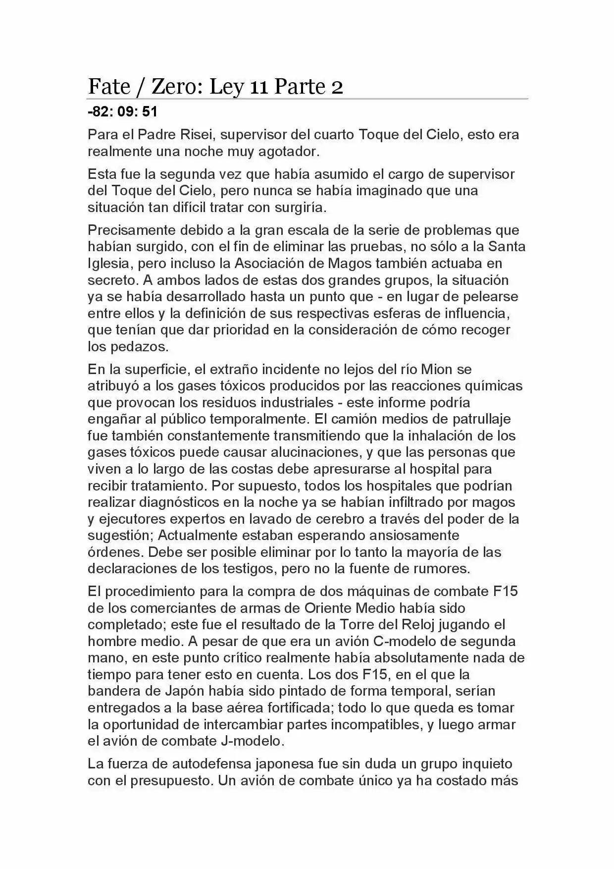 Fate Zero Novela capítulo 55, página 1