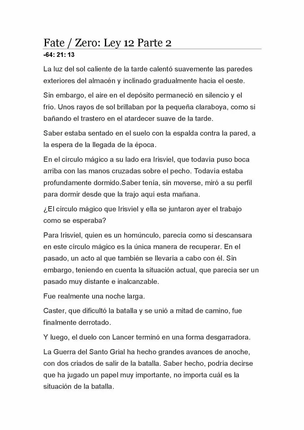 Fate Zero Novela capítulo 59, página 1