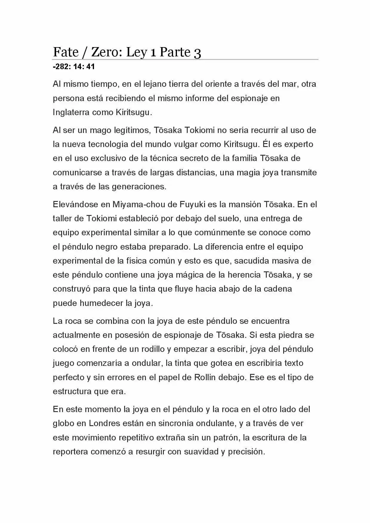 Fate Zero Novela capítulo 6, página 1