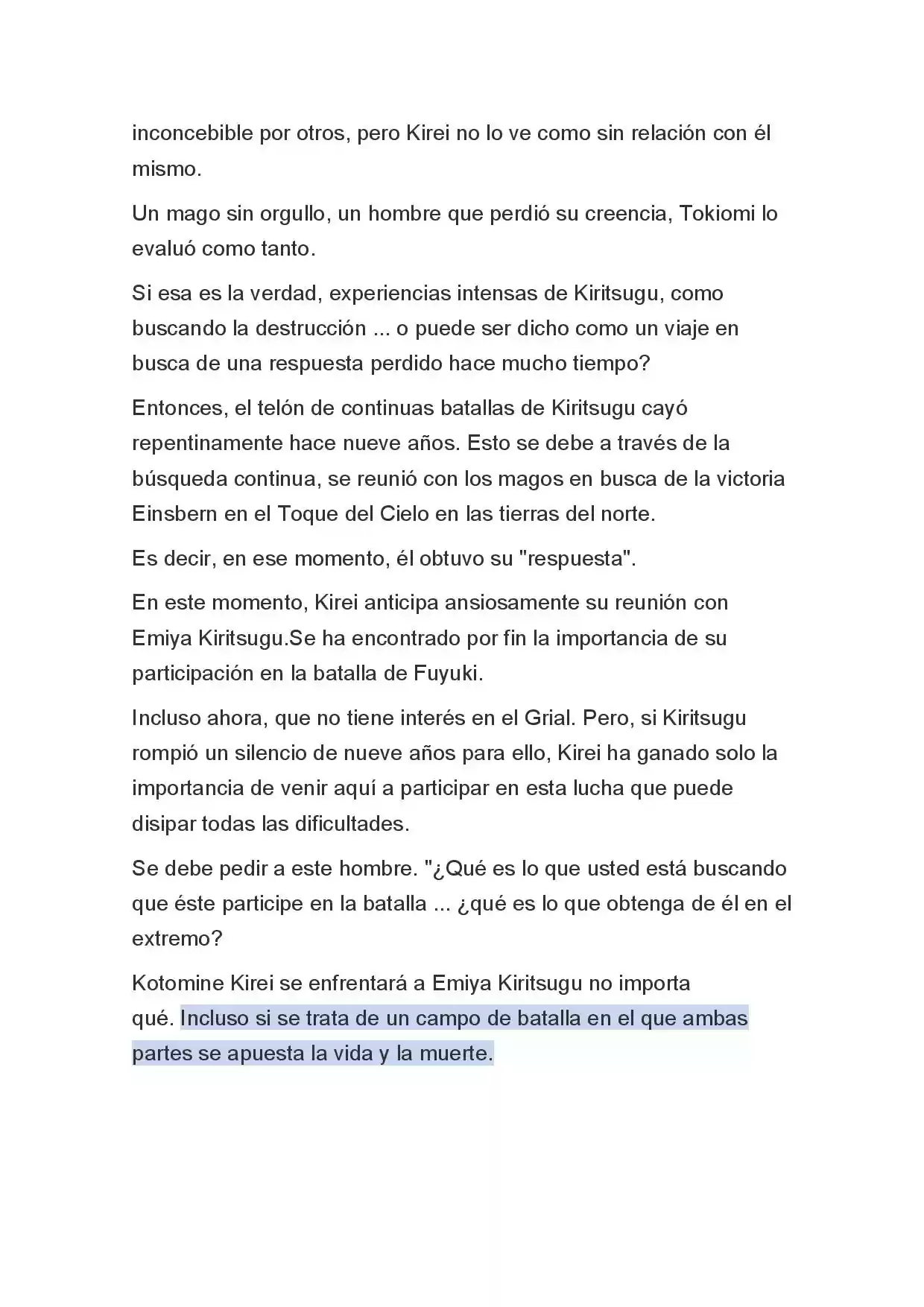 Fate Zero Novela capítulo 6, página 18