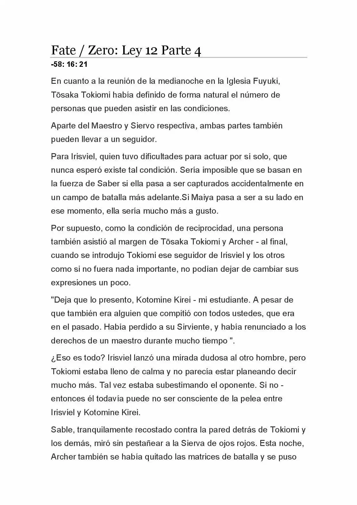 Fate Zero Novela capítulo 61, página 1