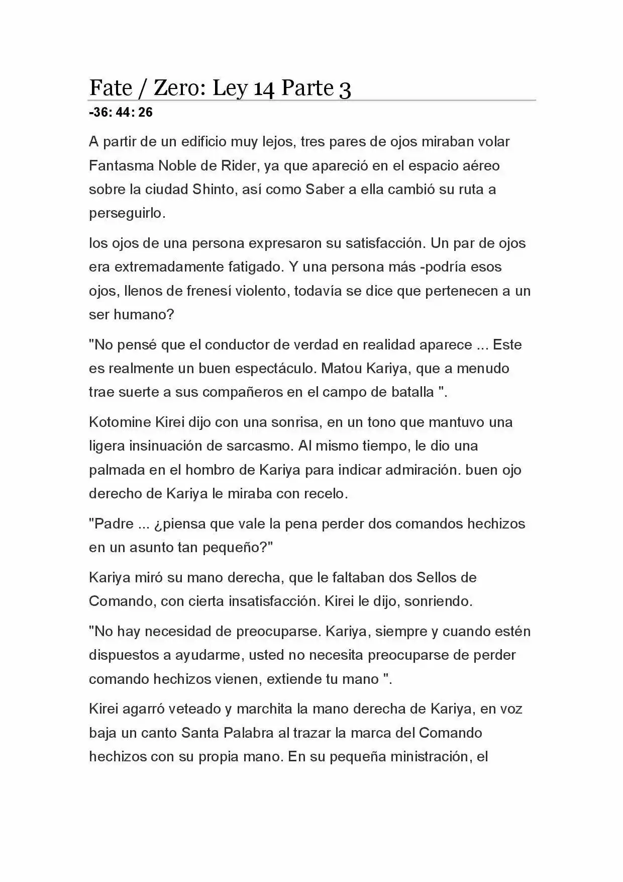 Fate Zero Novela capítulo 70, página 1