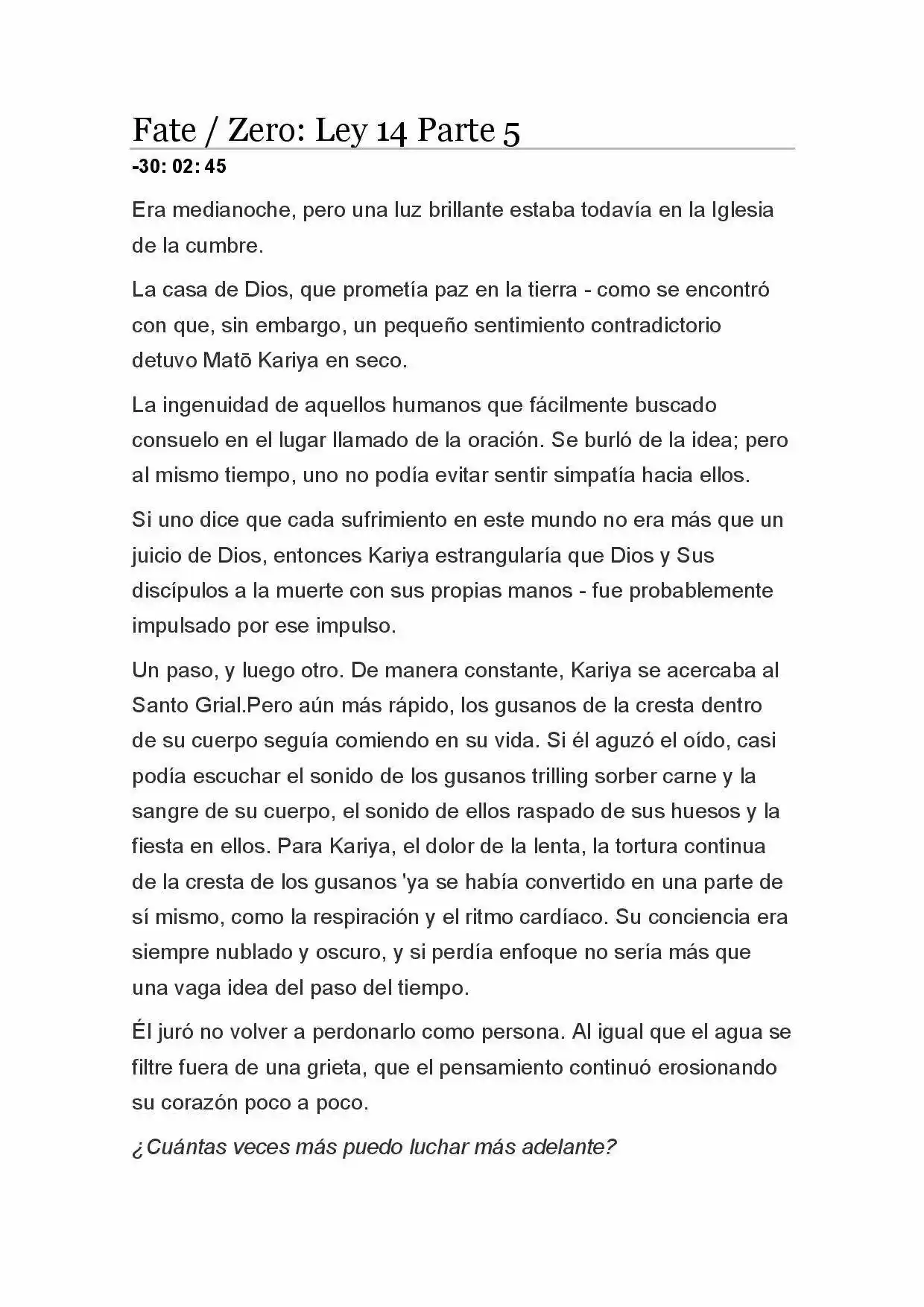Fate Zero Novela capítulo 72, página 1
