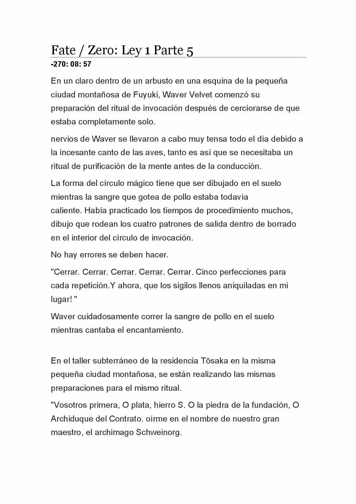 Fate Zero Novela capítulo 8, página 1