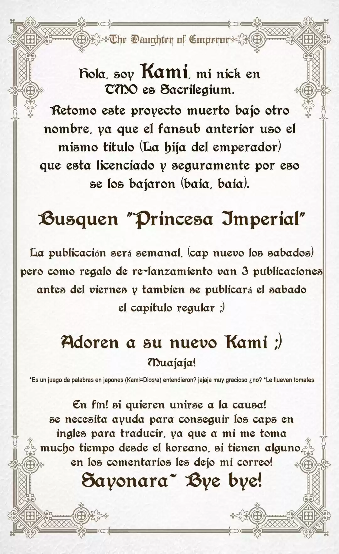 Princesa Imperial capítulo 2, página 2